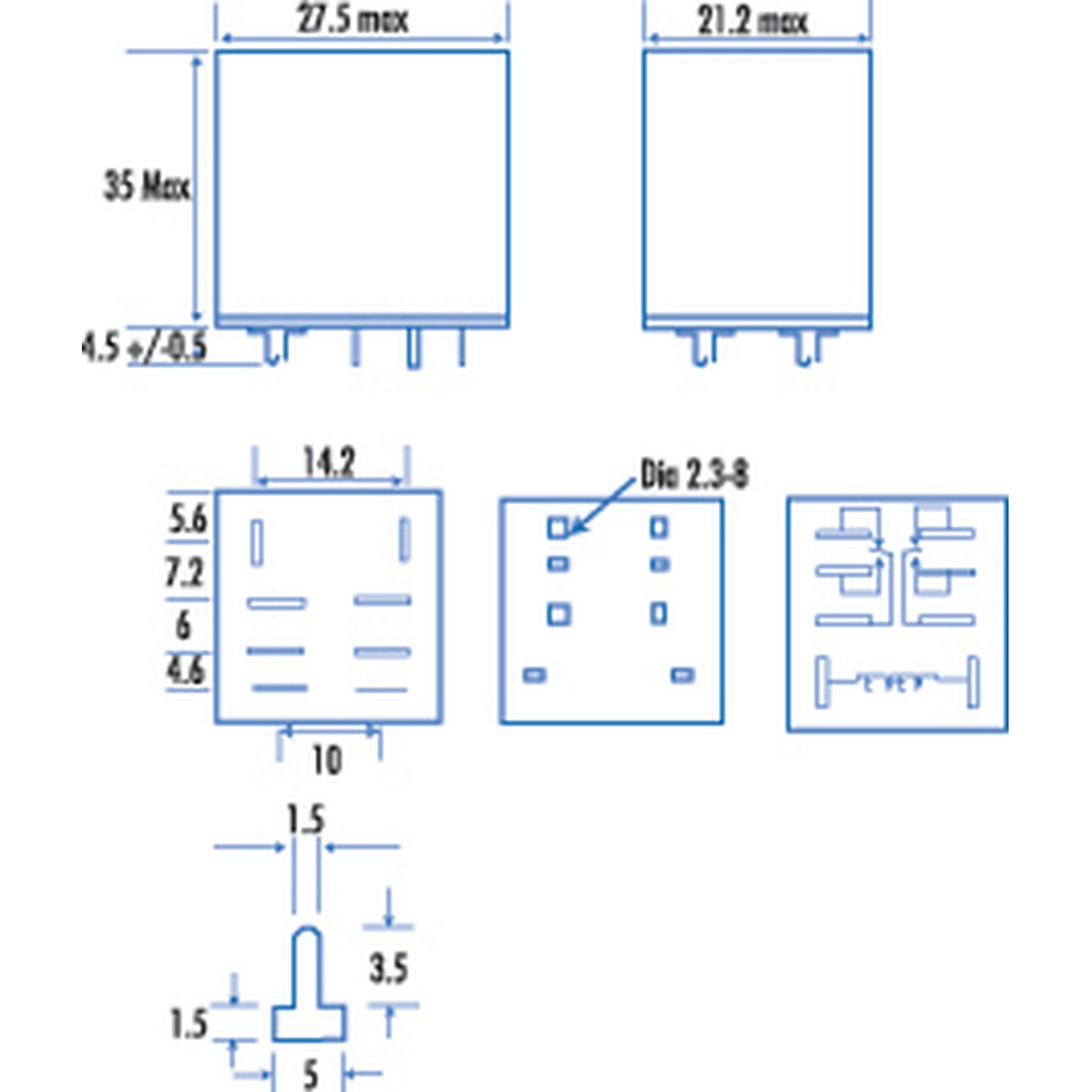 12VDC DPDT Relay - 10A 240VAC/24VDC Contacts