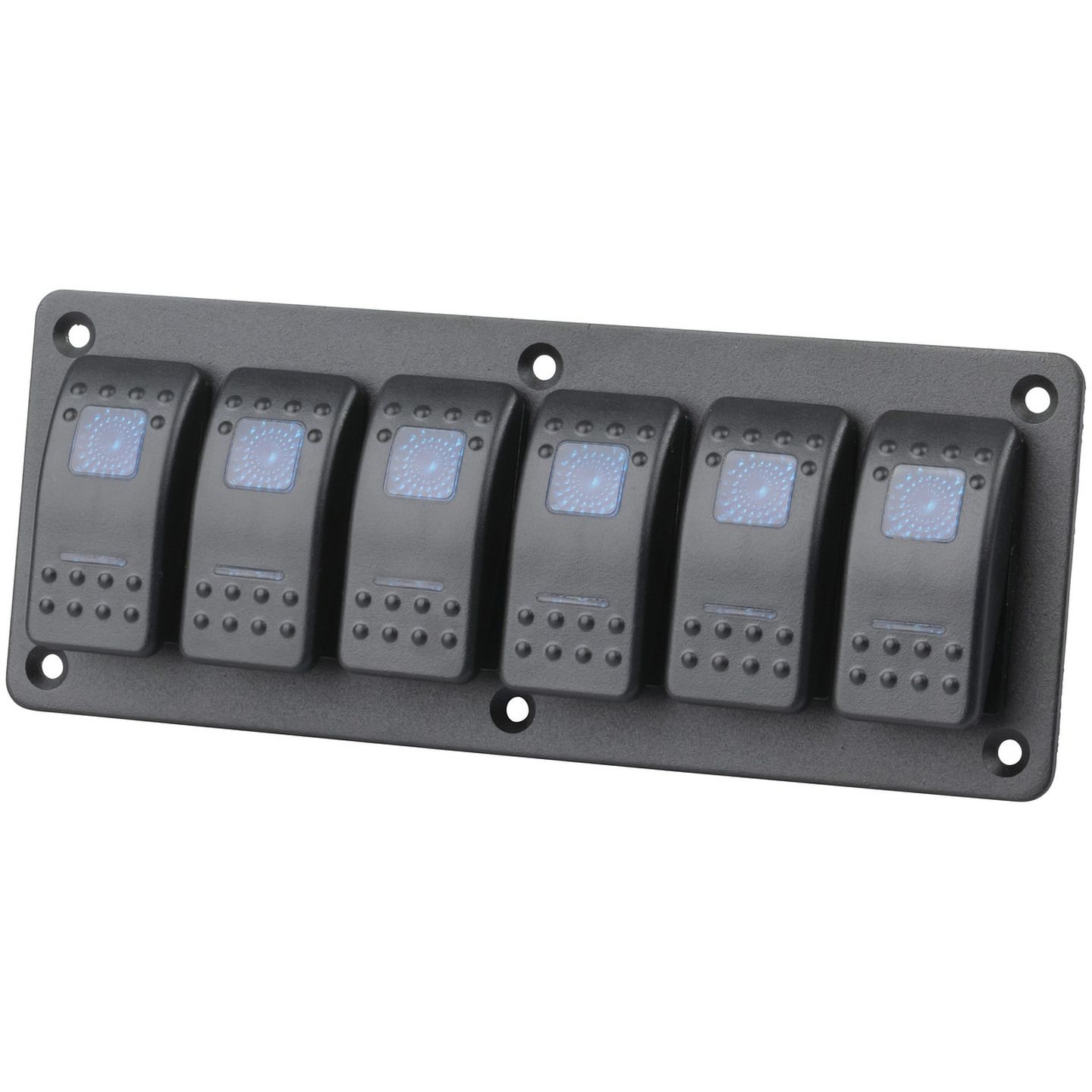 6 Way Illuminated Blue Rocker Switch Panel