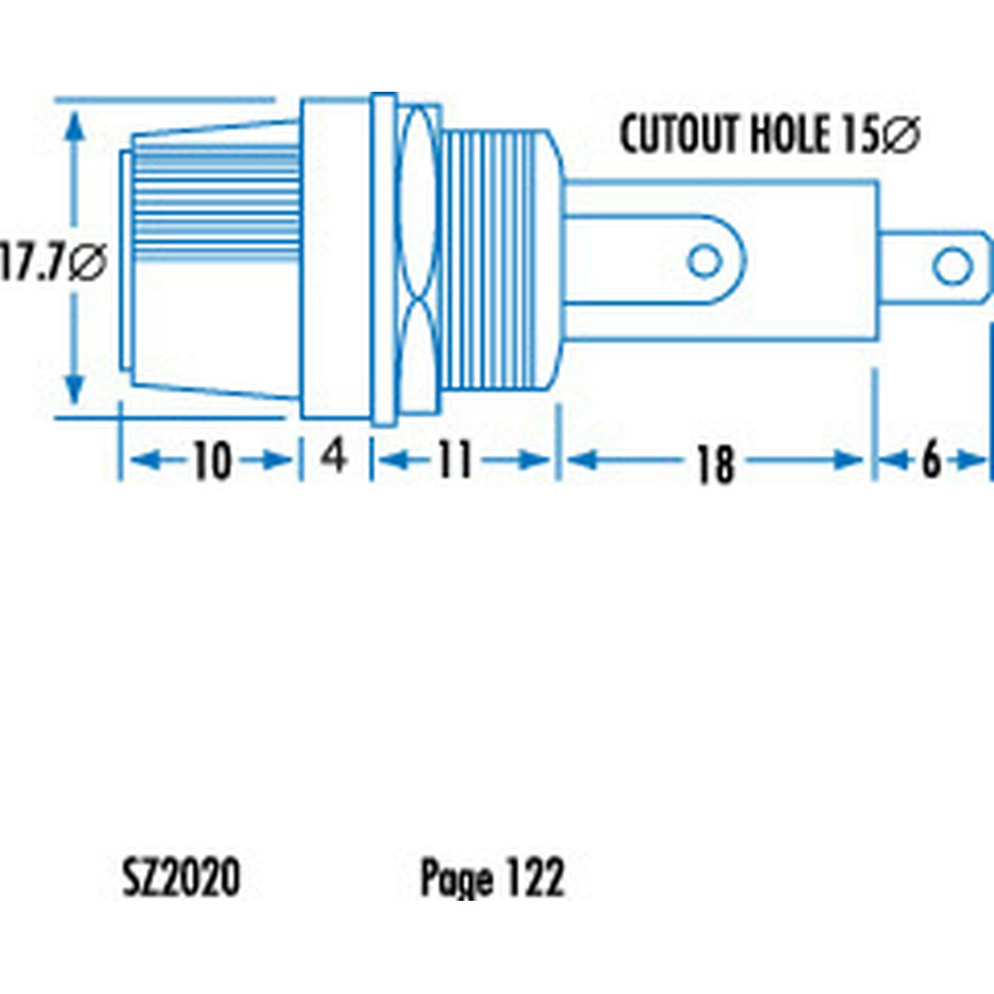 10A 32VAC 3AG Panel Mount Fuse Holder