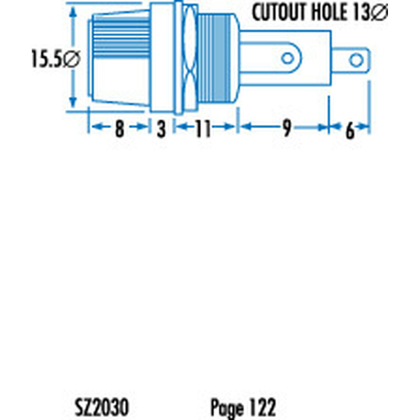 250VAC 10A M205 Panel Mount Fuse Holder