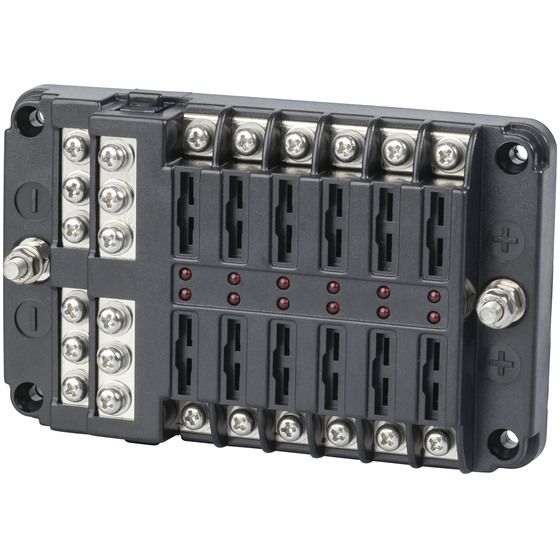 JAYCAR Powertech 12-Way Blade Fuse Block with Bus Bar | 32VDC 100A