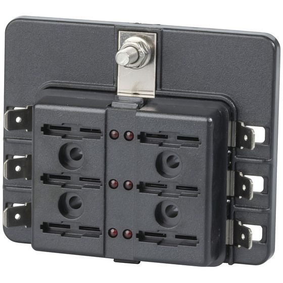 PowerTech 6-Way ATO Blade Fuse Block with Spade Terminals – 12-24V, 30A per Channel