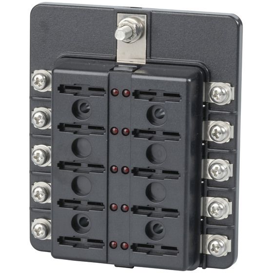 PowerTech 10-Way Standard Blade Fuse Block with Bolt-On Terminals | ATO Fuses | 12-24V Systems