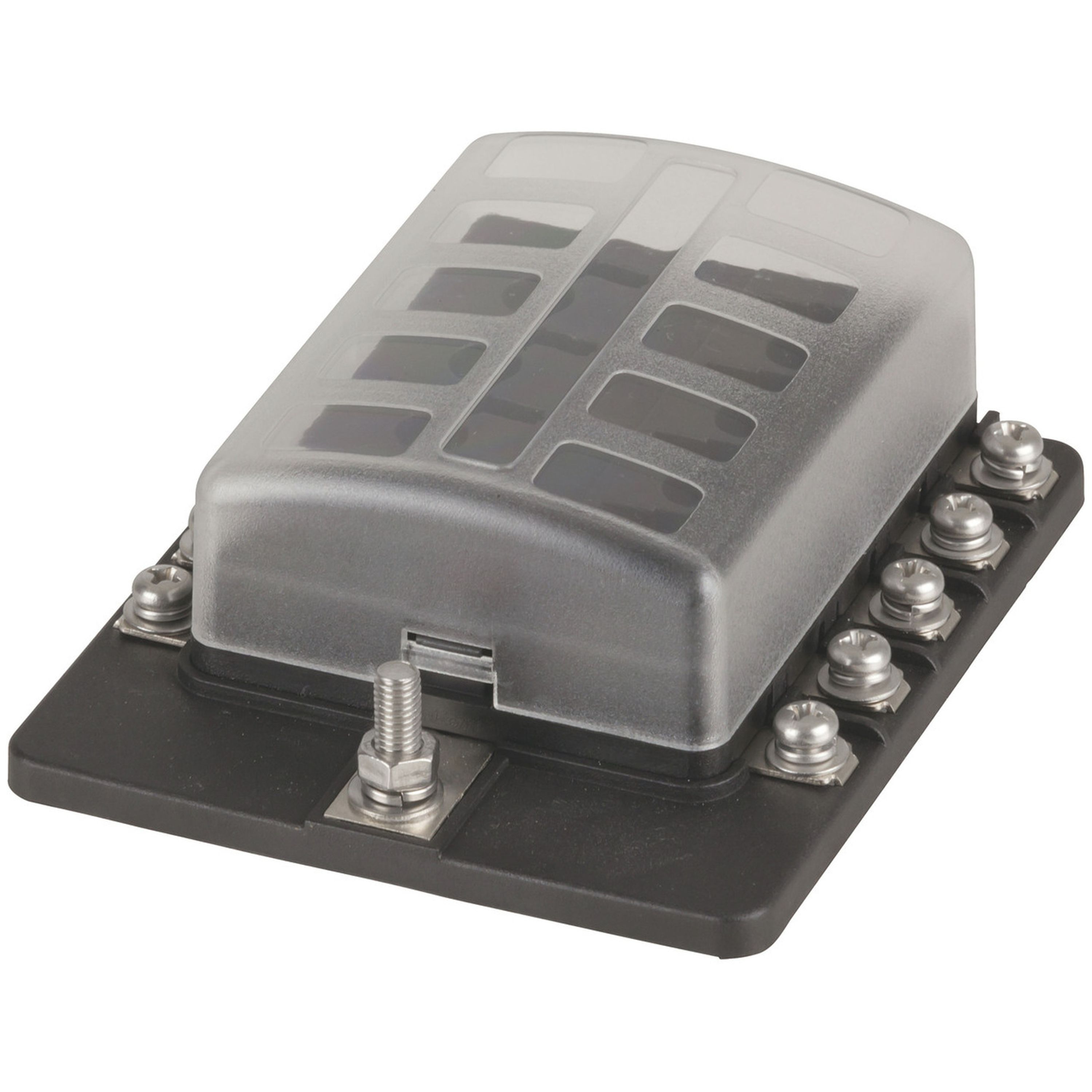 Powertech 10 Way Standard Blade Fuse Block with Bolt-On Terminals
