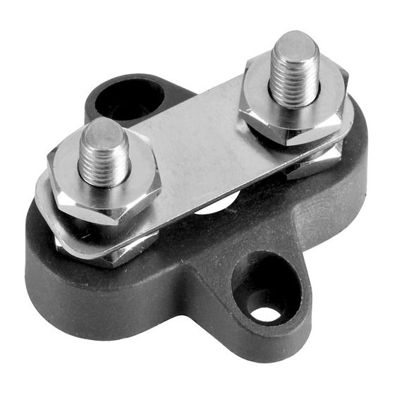 Twin M6 Power Distribution Posts with Bridge Plate in Black | 48VDC Max