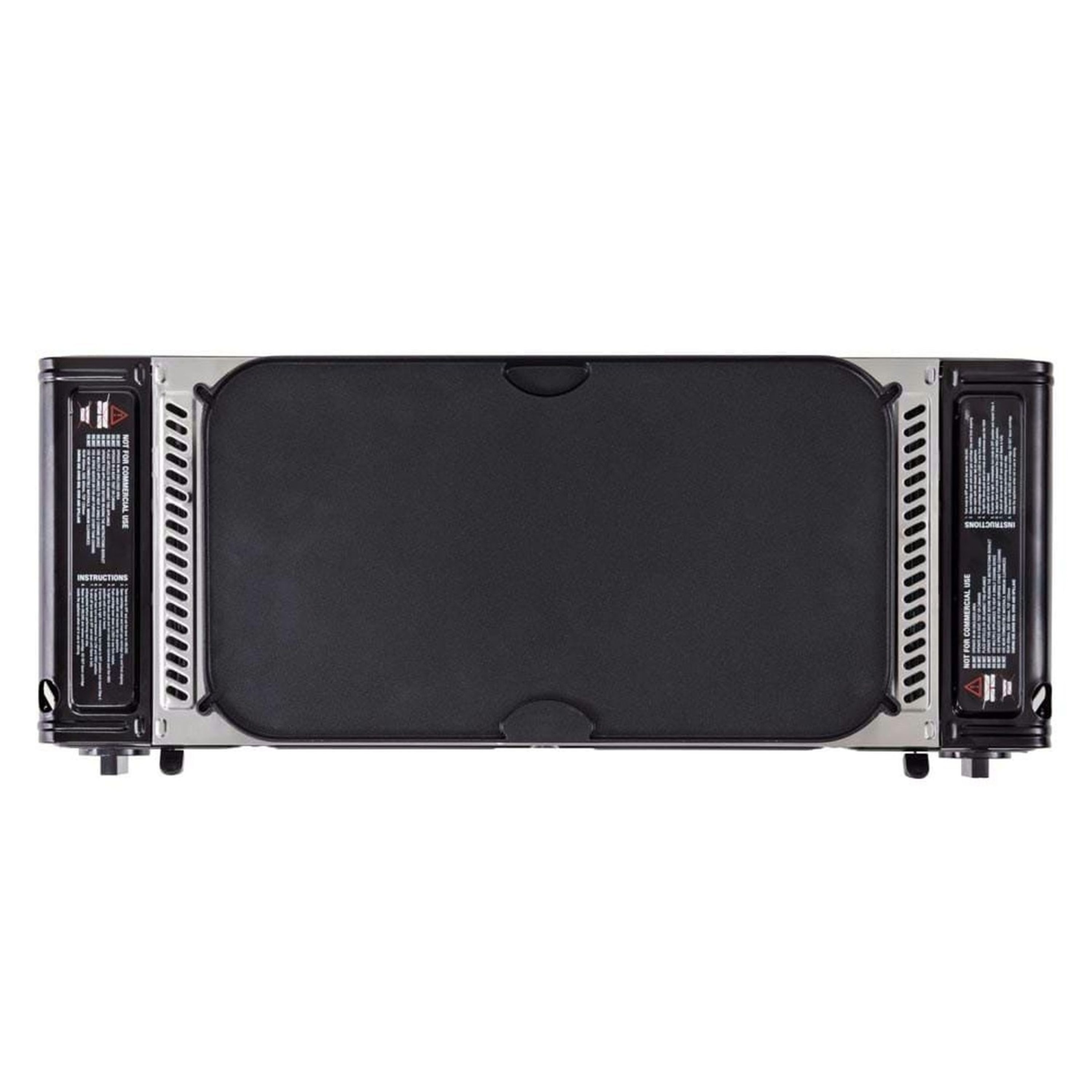 Two Burner Black Butane Gas Stove with Hot Plate