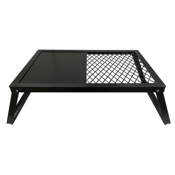 JAYCAR Barbecue Plate with Folding Legs - 600 x 400 x 230mm Heavy Steel