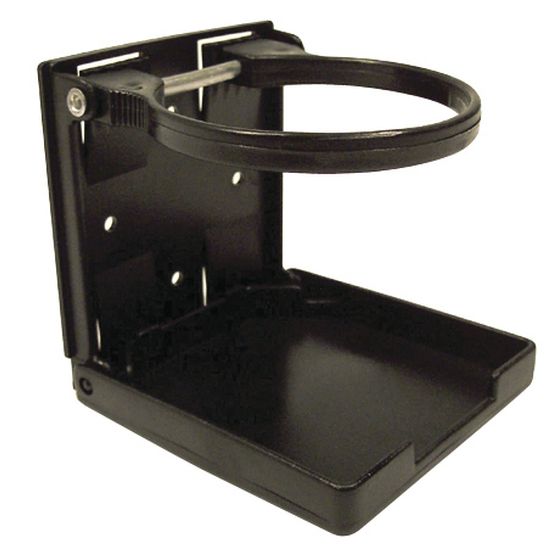 BLACK PLASTIC FOLDING DRINK HOLDER WITH ADJUSTABLE ARMS