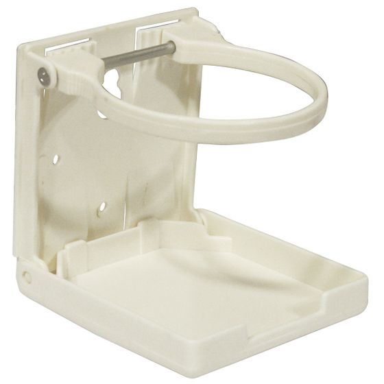 White Folding Drink Holder – Adjustable Arms, 65–80mm | ABS Plastic