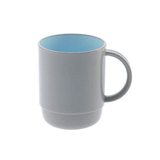 450ML GREY AND BLUE PLASTIC MUG