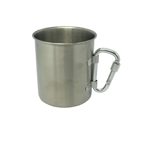 Single Wall Stainless Steel Cup – 220ml with Locking Carabiner