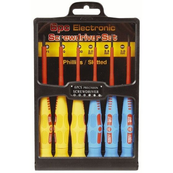 Jaycar 6-Piece Precision Insulated Screwdriver Set | 1000V Rated, TÜV & GS Approved