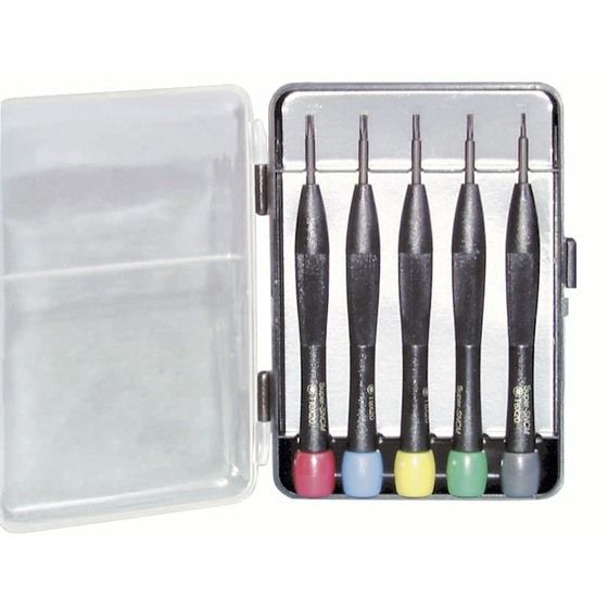 Jaycar Torx Screwdriver 5-Piece Set – Colour-Coded, Swivel Head