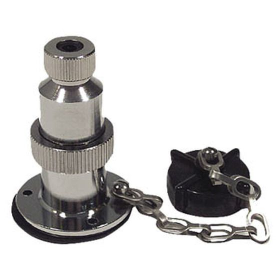 Jaycar 2 Pin Waterproof Socket, 12V 3A | Locking Chrome-Plated Plug and Socket Set