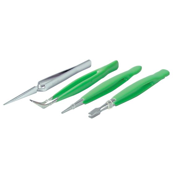 JAYCAR Stainless Steel Tweezer Set – 4-Piece, Precision Pointed & Spatula (TH1752)