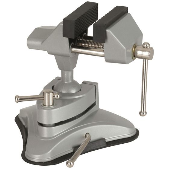 Jaycar Vacuum Bench Vice – 75mm Jaws, 360° Ball Swivel, Diecast Aluminium