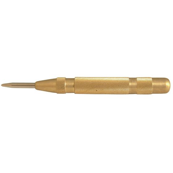 Jaycar Automatic Centre Punch – One-Hand Brass Prick Punch, Adjustable Pressure
