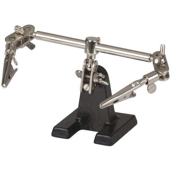 Jaycar Third Hand PCB Holder – 2 Clips, 6 Ball Joints, Cast Iron Base