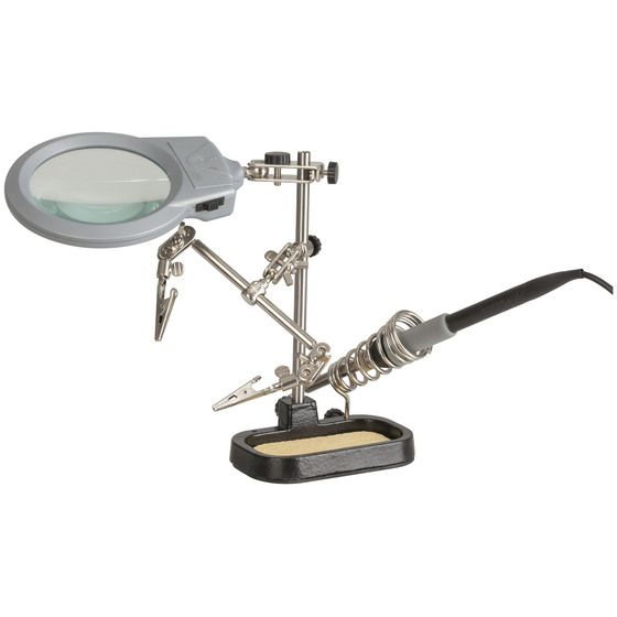 Jaycar PCB Holder with 2X LED Magnifier and Soldering Iron Stand