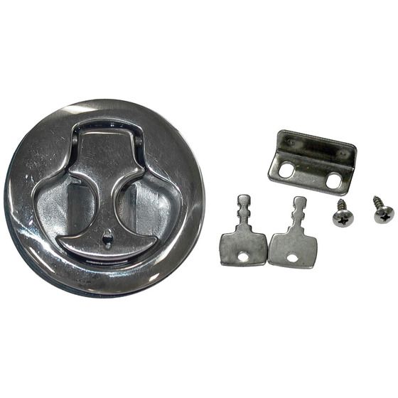 Jaycar Round Flush Latch – Simple Key Lockable (PVC or Cast 316 Stainless Steel)