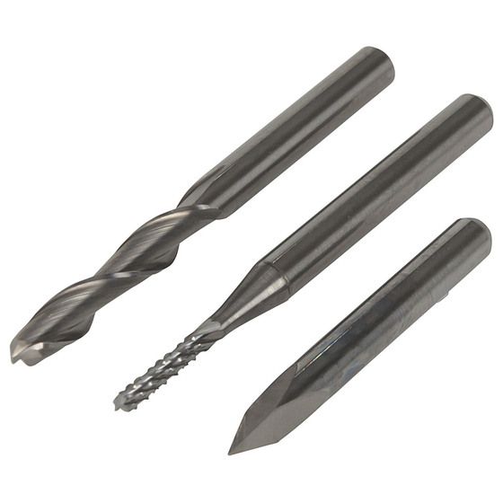 Snapmaker 3-in-1 Original Spare CNC Bits – 3-Pack (Ball End Mill, Flat End Mill, Carving V-Bit)