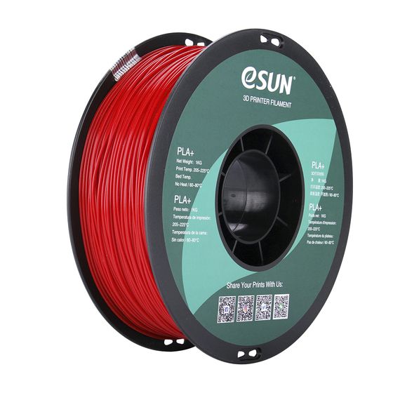 eSUN PLA+ 3D Printer Filament – Fire Engine Red, 1.75mm, 1kg Roll