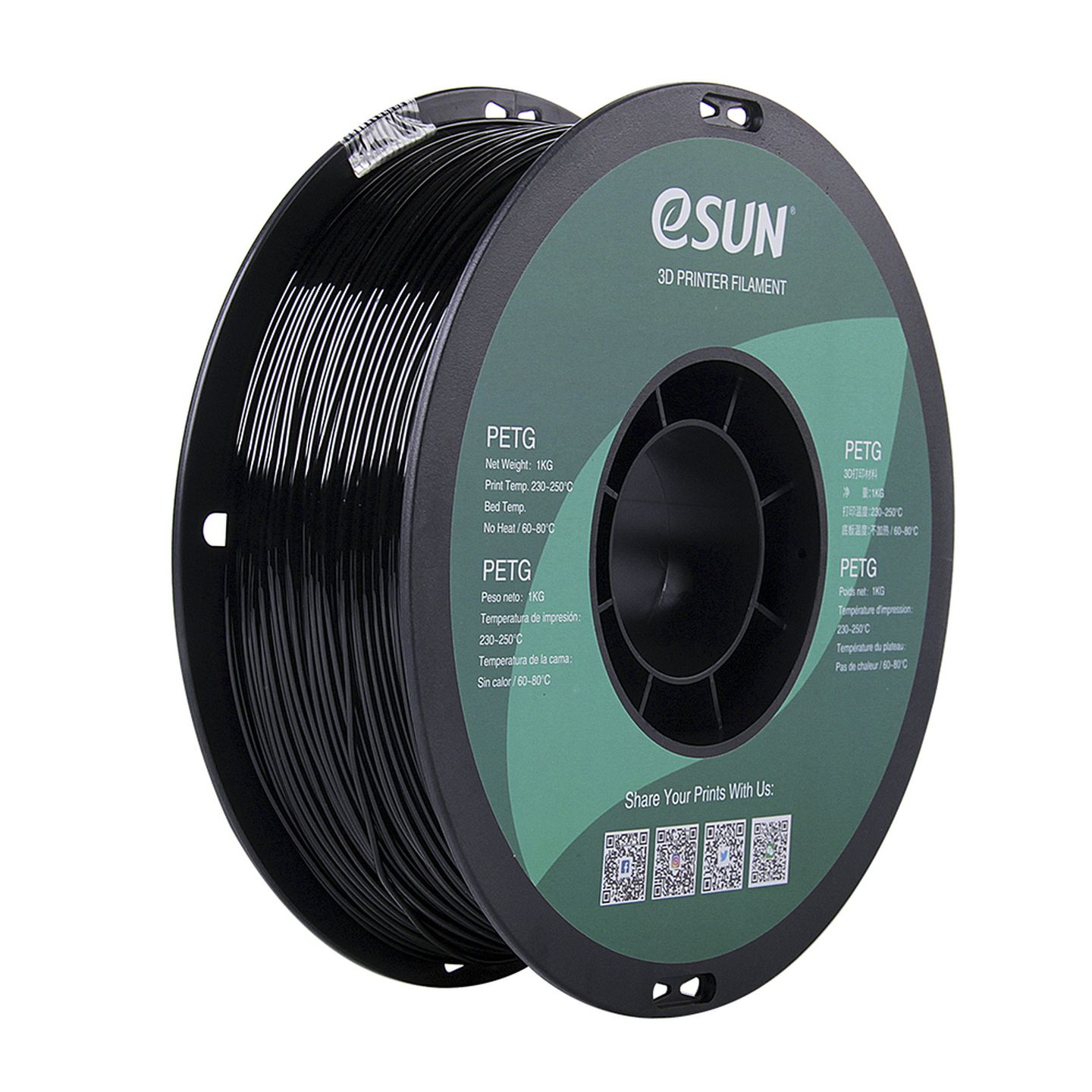 1.75mm Black eSUN PETG Filament 1kg Roll