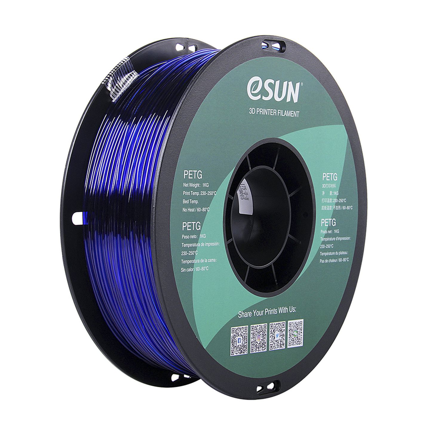 eSUN Blue PETG Filament 1kg 1.75mm