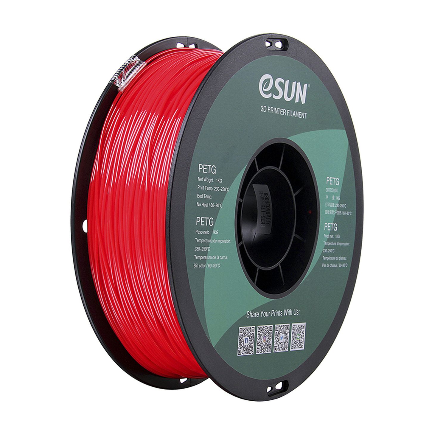 eSUN Red PETG Filament 1kg 1.75mm