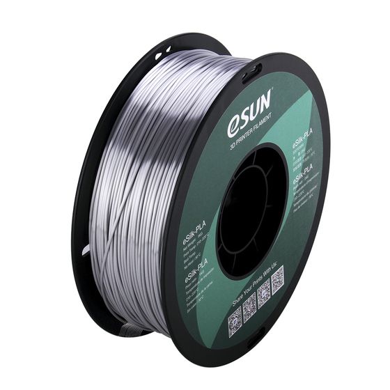 eSUN Silver eSilk PLA Filament 1kg 1.75mm – Glossy Satin Finish for Cosplay, Props & Creatives