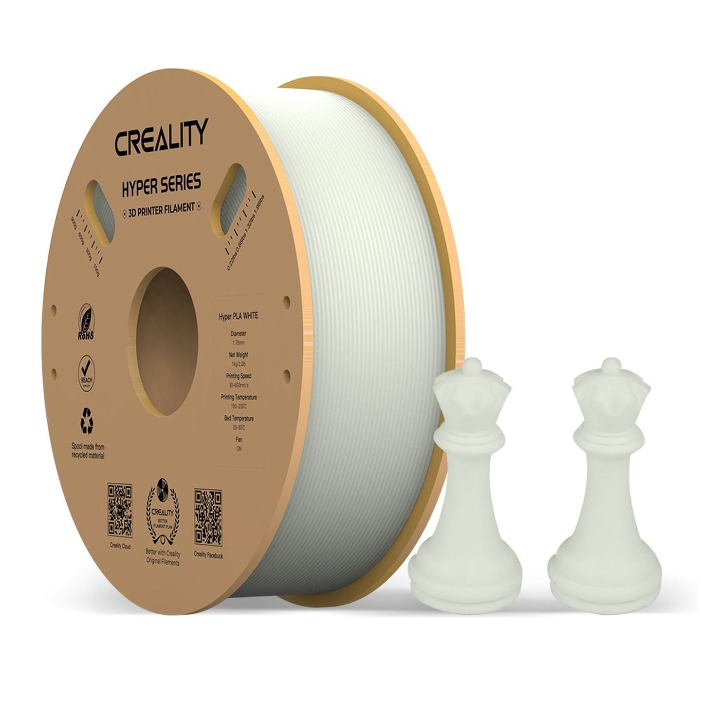 1.75mm White Creality Hyper PLA Filament 1kg Roll