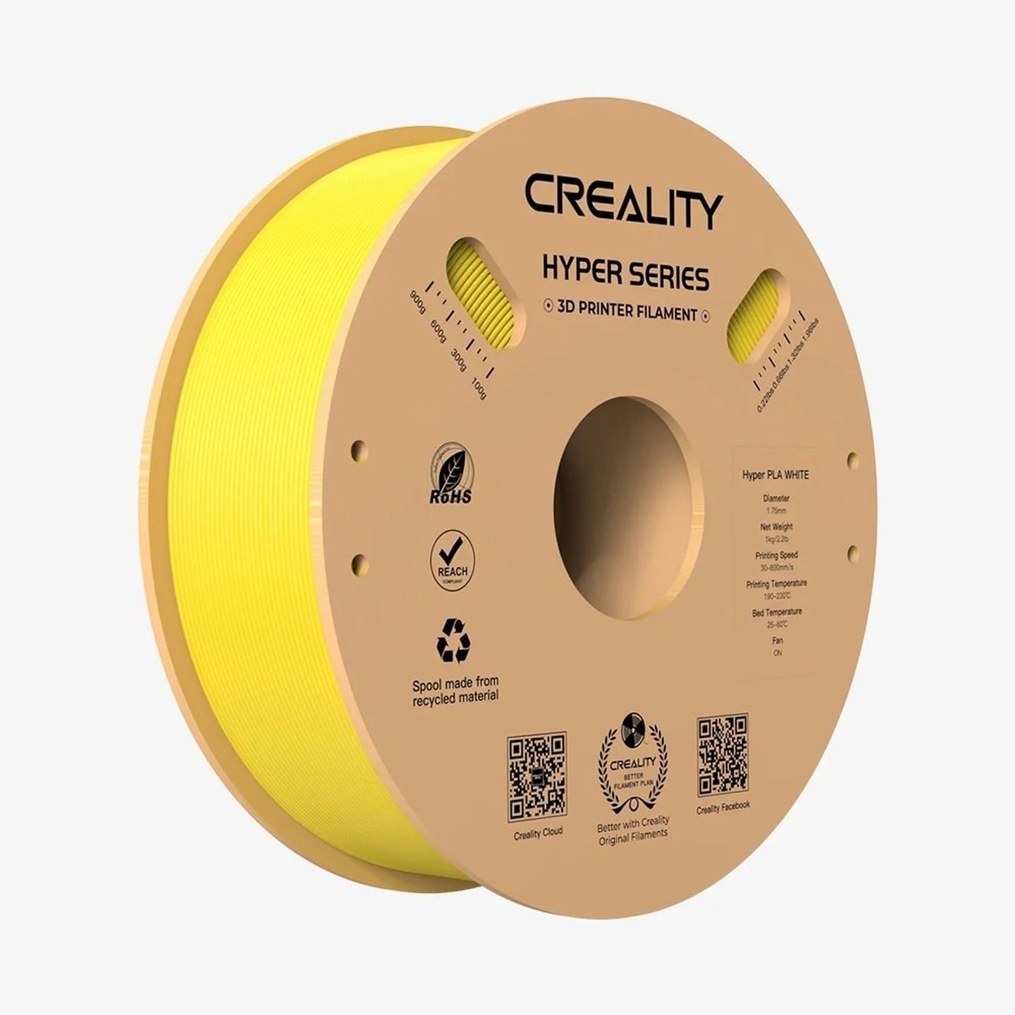 1.75MM YELLOW CREALITY HYPER PLA FILAMENT