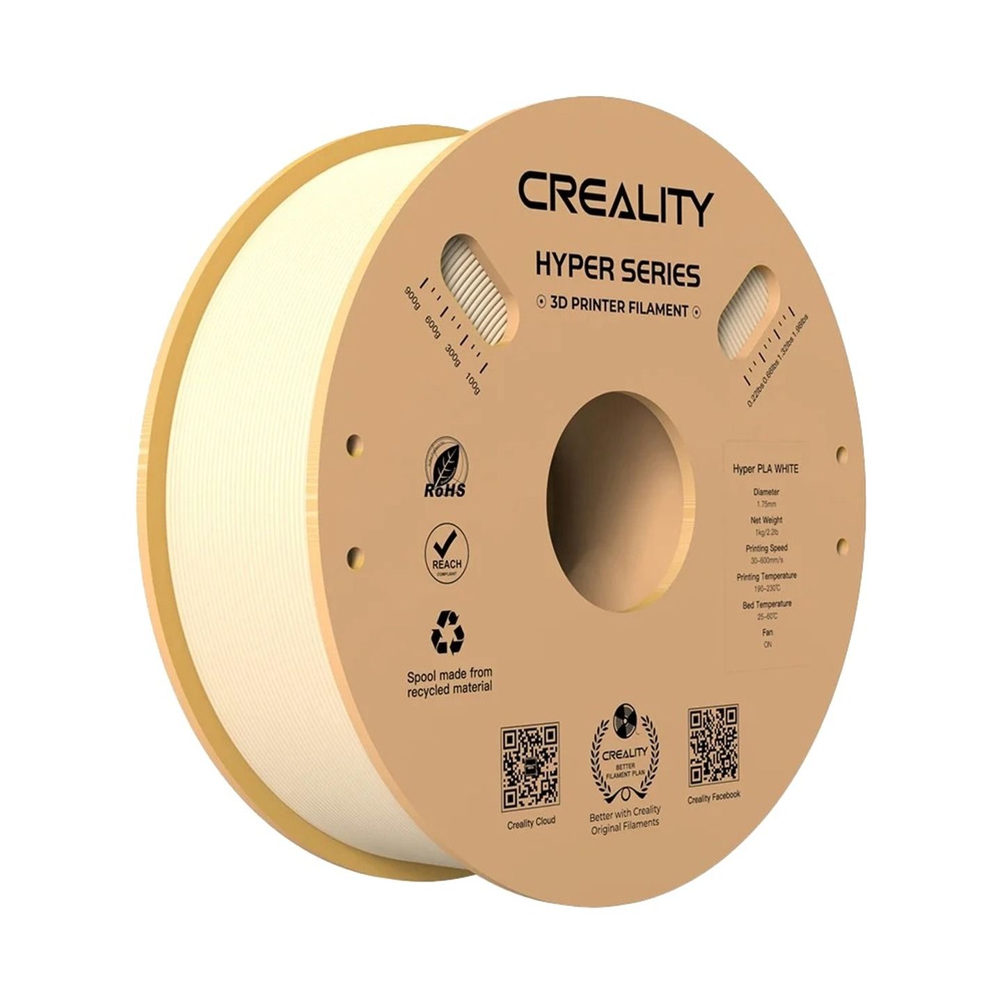 1.75MM IVORY CREALITY HYPER PLA FILAMENT