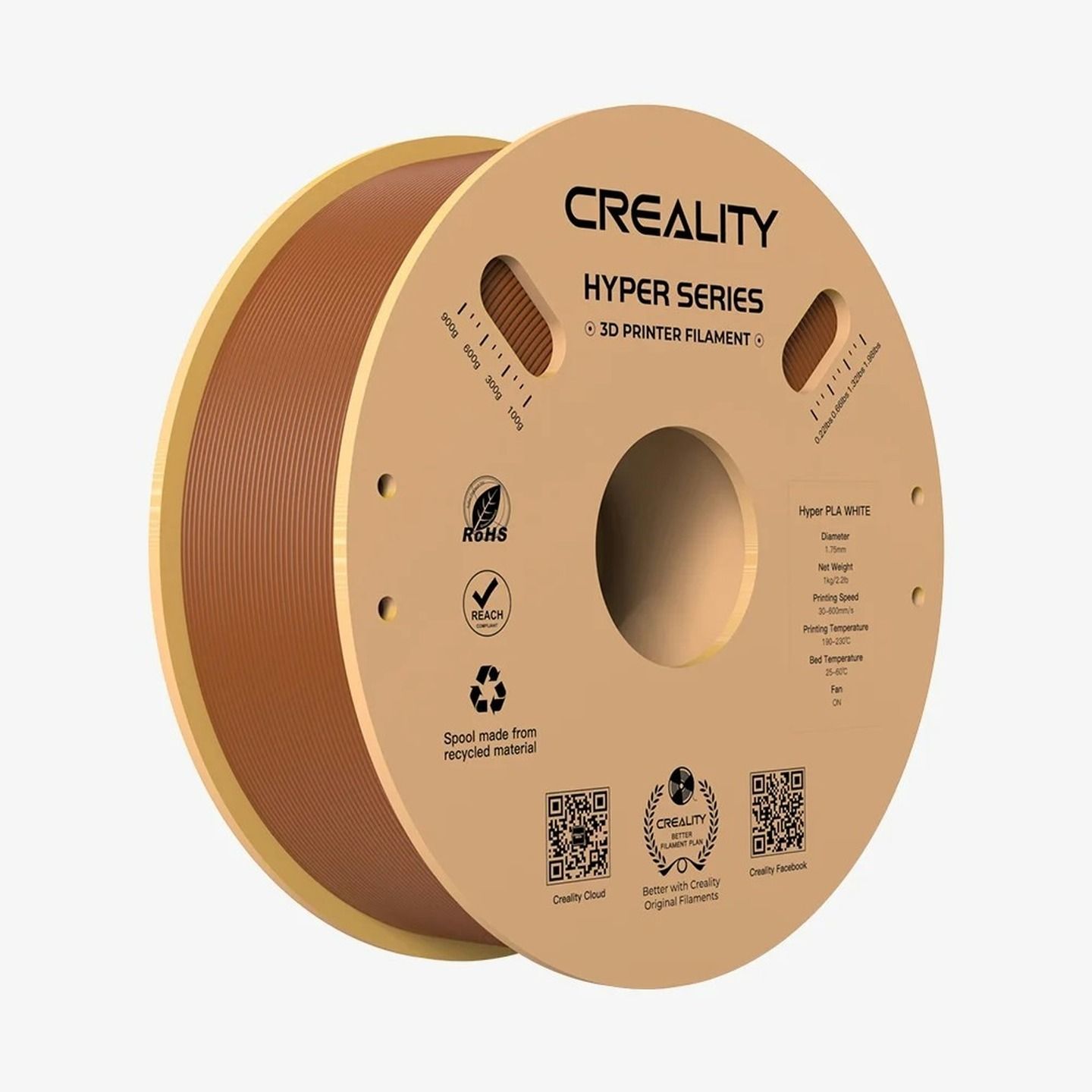 1.75MM BROWN CREALITY HYPER PLA FILAMENT 1KG