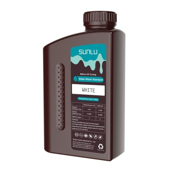 SUNLU Water Washable Resin – White – 1kg Bottle