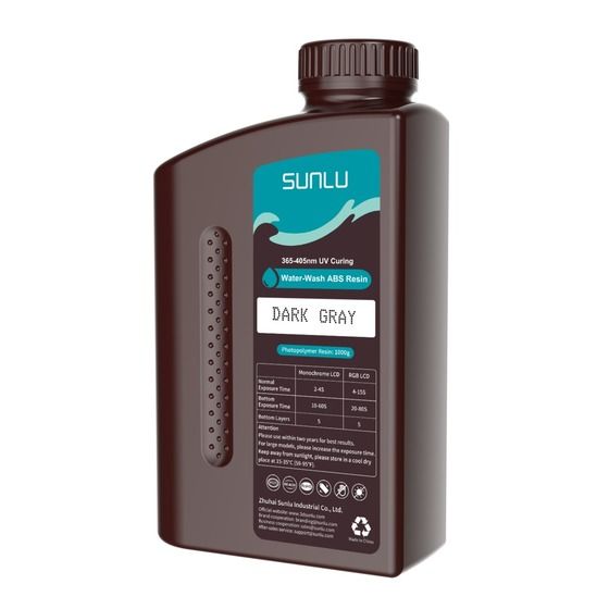 SUNLU WATER-WASH ABS RESIN DARK GREY 1KG BOTTLE