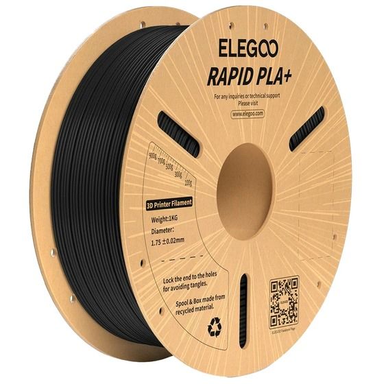 Elegoo Rapid PLA+ 3D Printing Filament – Black | 1.75mm | 1kg Spool
