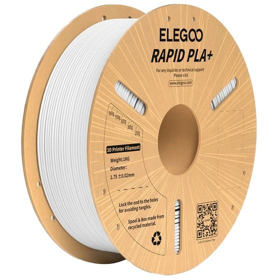 ELEGOO Rapid PLA+ Filament – White, 1.75 mm, 1 kg