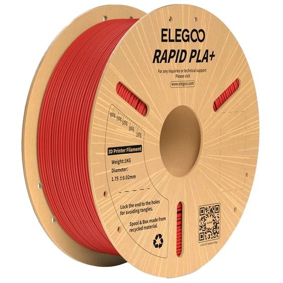 ELEGOO Rapid PLA+ Filament – Red, 1.75 mm, 1 kg