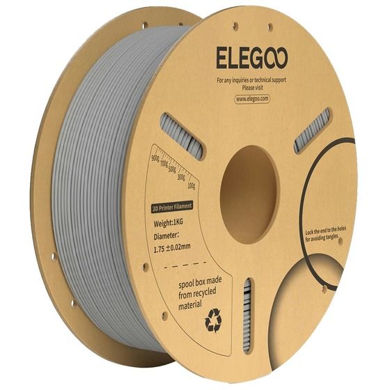 Elegoo PLA+ Filament – Grey, 1.75mm, 1kg Spool
