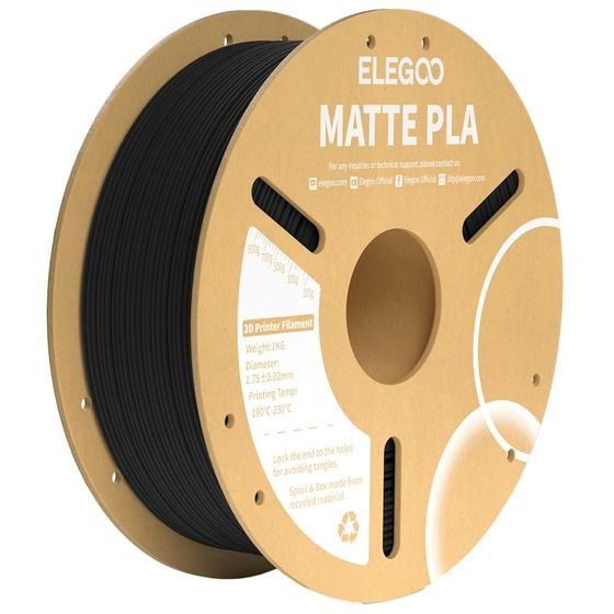 ELEGOO PLA MATTE FILAMENT MATTE BLACK 1.75MM 1KG