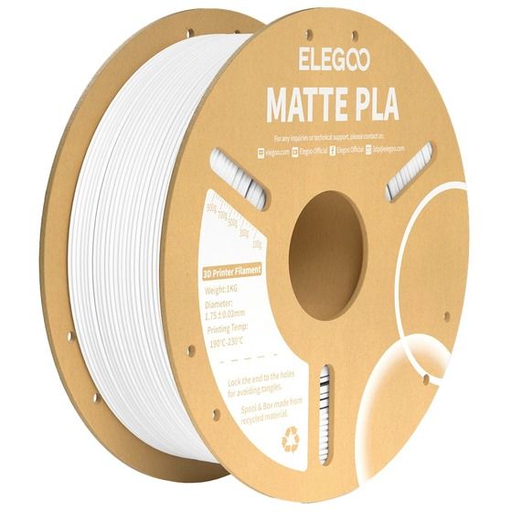 ELEGOO PLA MATTE FILAMENT MATTE WHITE 1.75MM 1KG