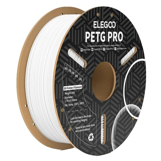 Elegoo PETG Pro Filament – White, 1.75mm, 1kg (TL6496)
