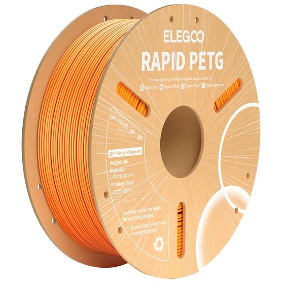 Elegoo Rapid PETG Filament – Orange, 1.75mm, 1kg Spool
