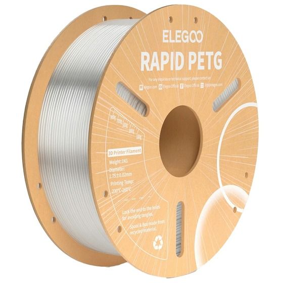 Elegoo Rapid PETG Filament – Transparent, 1.75mm, 1kg Spool