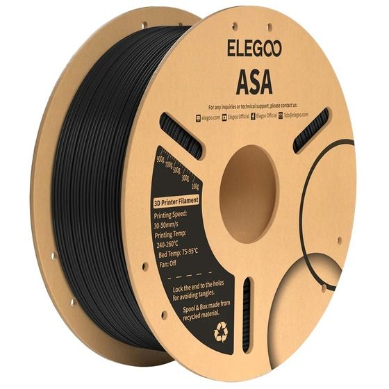ELEGOO ASA FILAMENT BLACK 1.75MM 1KG