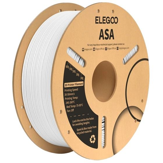 ELEGOO ASA FILAMENT WHITE 1.75MM 1KG