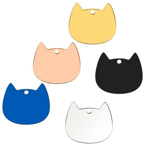 Stainless Steel Cat-Style Tags – 5 Pack, 5 Colours