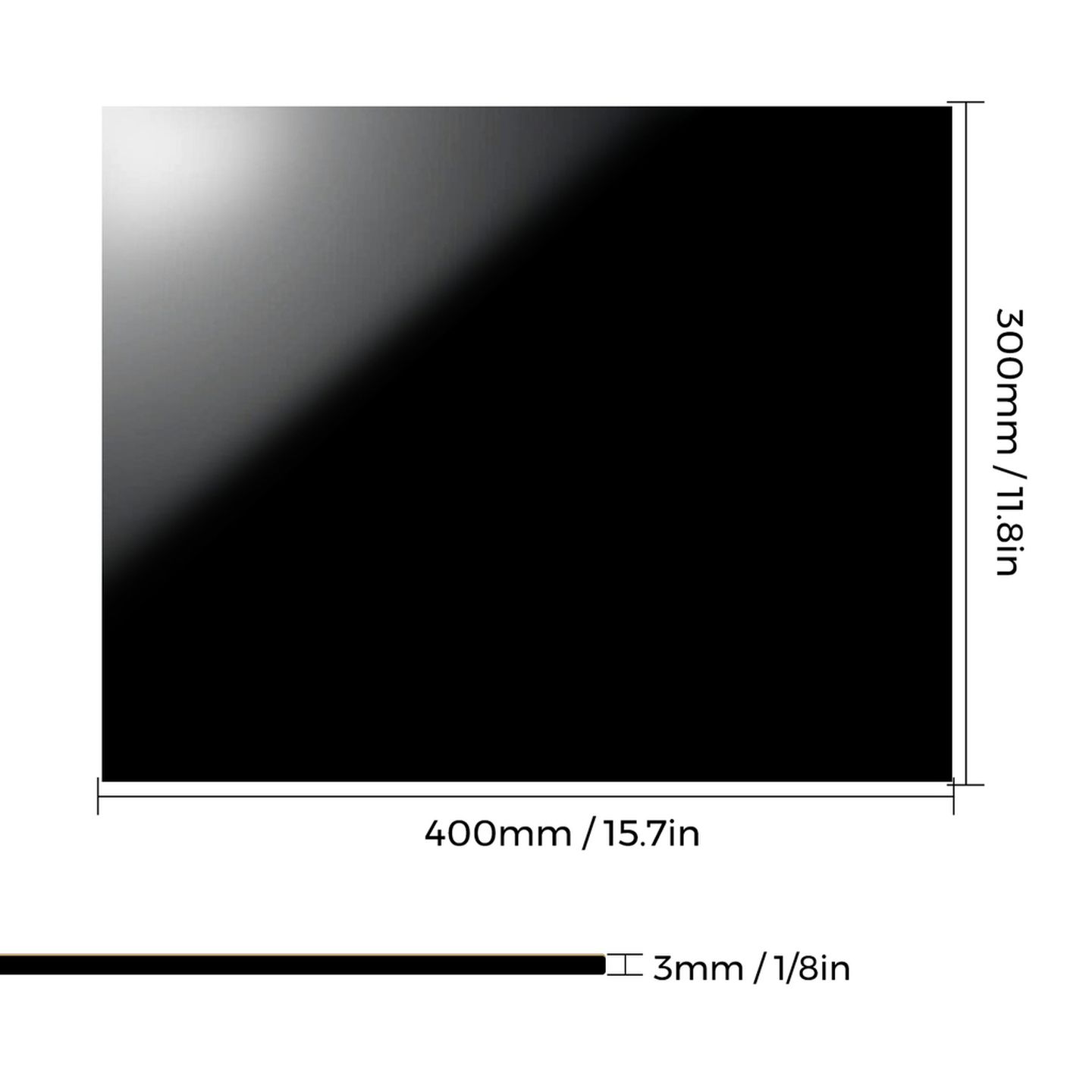 Black Acrylic Sheet 200 x 200 x 2mm