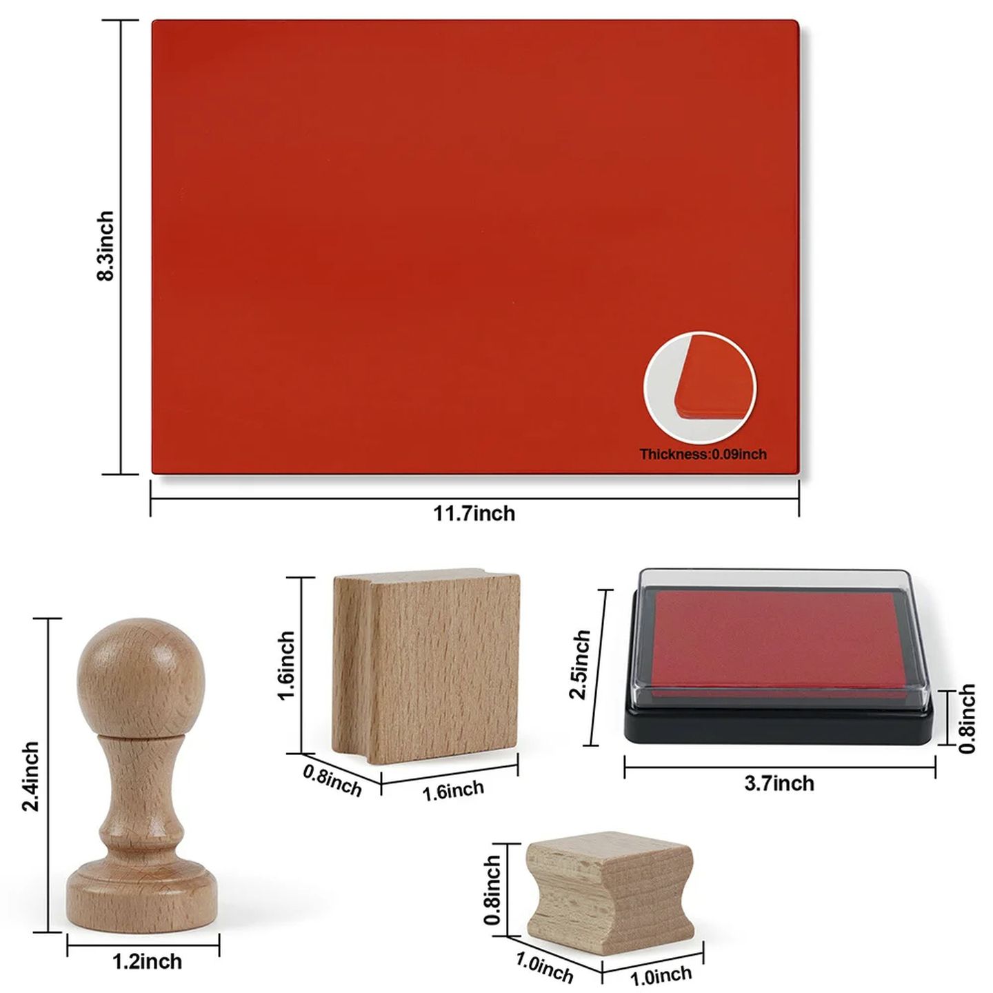 Laser Engraving Rubber Stamp Kit 6pcs